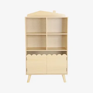 Bibliothèque enfant pin massif 4 niveaux 2 portes Azur