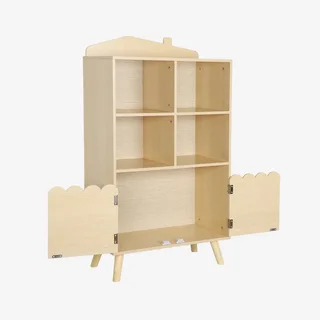 Bibliothèque enfant pin massif 4 niveaux 2 portes Azur