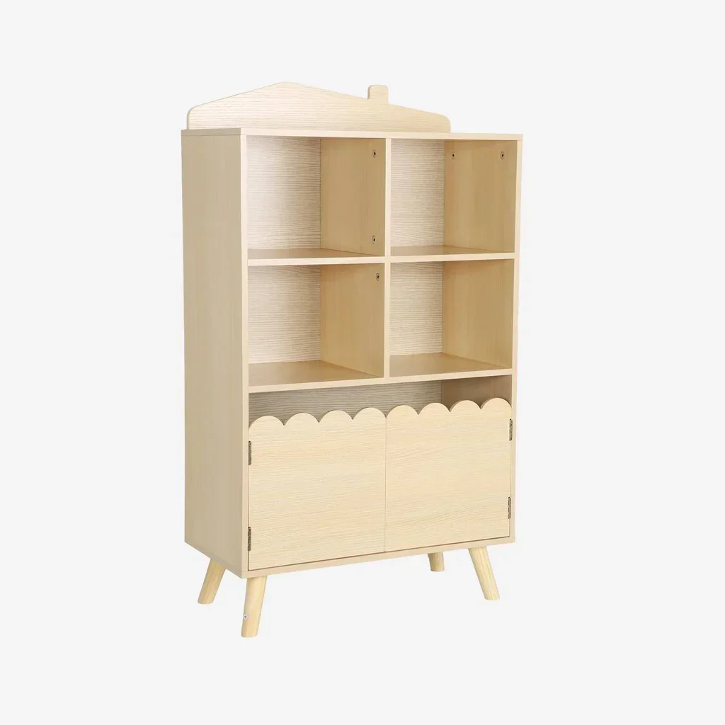 Bibliothèque enfant pin massif 4 niveaux 2 portes Azur
