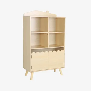 Bibliothèque enfant pin massif 4 niveaux 2 portes Azur