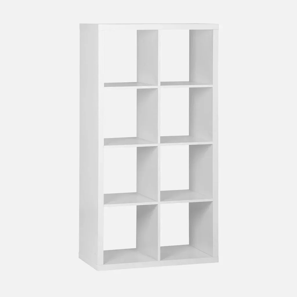 Bibliothèque étagère 4 niveaux 8 casiers bois - Meuble de rangement modulable
