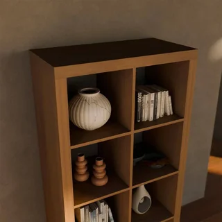 Bibliothèque étagère 4 niveaux 8 casiers bois - Basiks