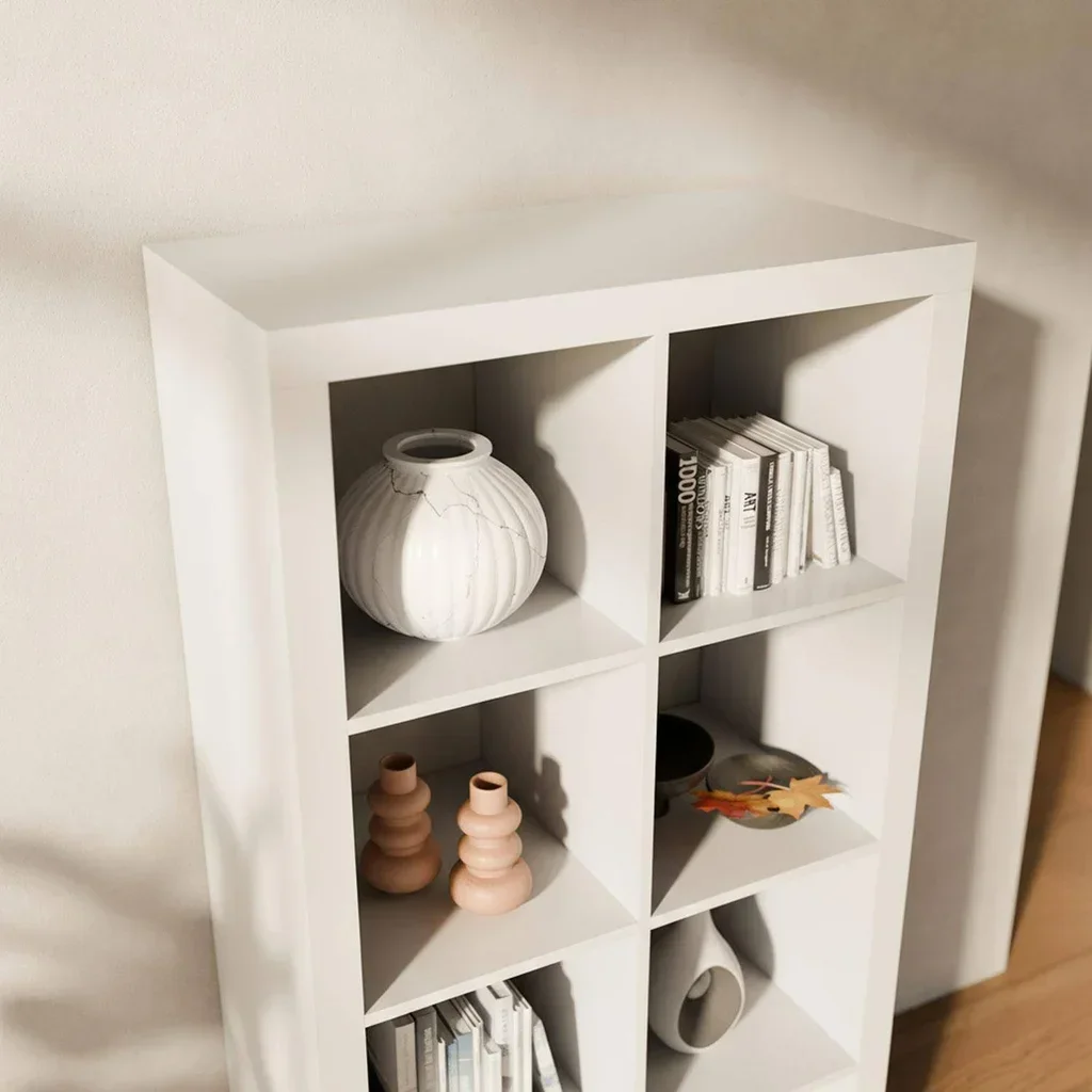 Bibliothèque étagère 4 niveaux 8 casiers bois - Meuble de rangement modulable