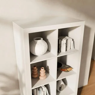 Bibliothèque étagère 4 niveaux 8 casiers bois - Meuble de rangement modulable