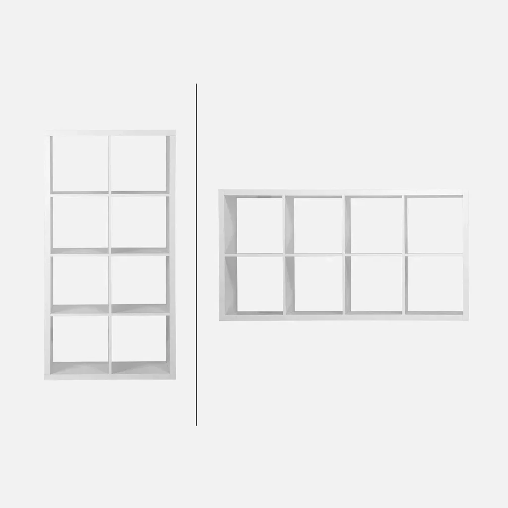 Bibliothèque étagère 4 niveaux 8 casiers bois - Meuble de rangement modulable