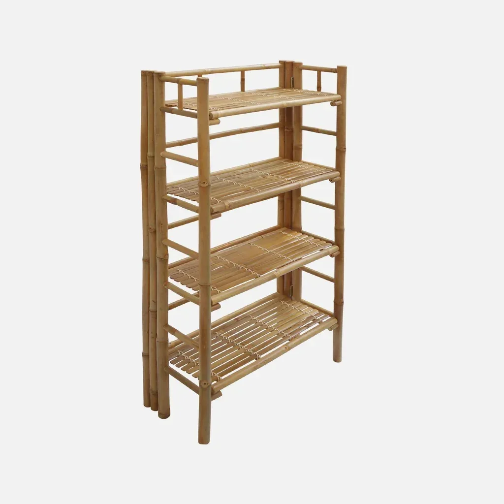 Estante Bambu 4 Prateleiras Fidji Estilo Exótico Biblioteca