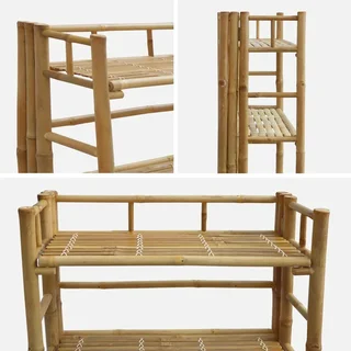 Estante Bambu 4 Prateleiras Fidji Estilo Exótico Biblioteca