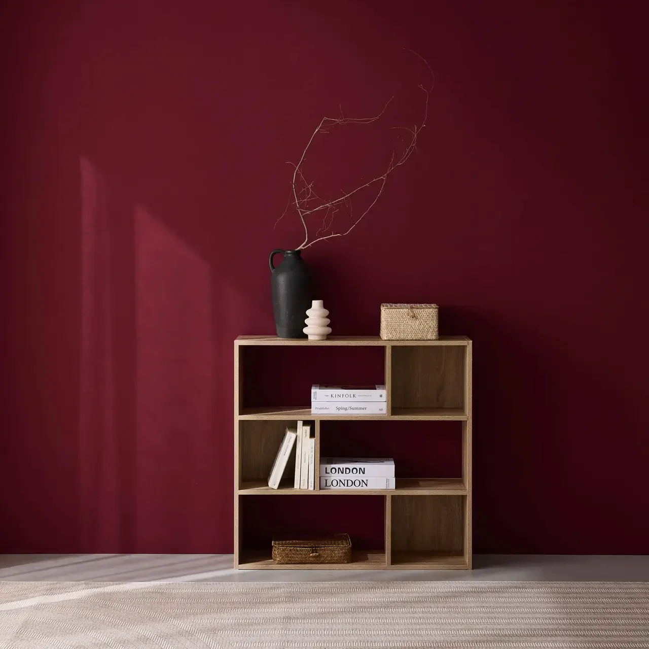 Estante Madeira 3 Níveis 6 Nichos Design Minimalista Contemporâneo