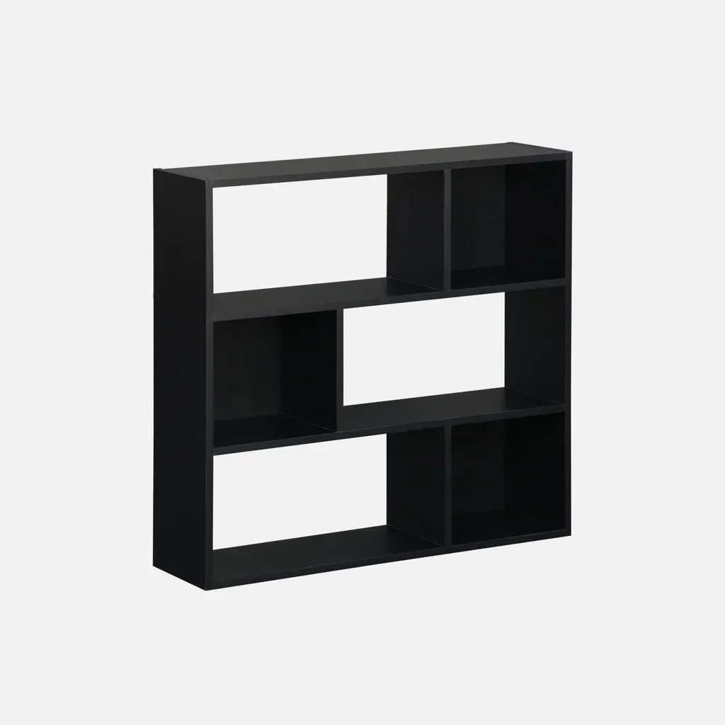 Bibliothèque bois 3 niveaux 6 cases design minimaliste Pieter