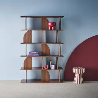 Bibliothèque étagère bois exotique 5 niveaux décoration salon Alva