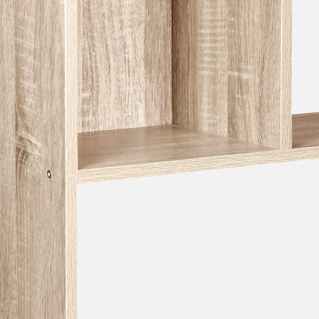 Bibliothèque design bois 5 étagères 10 cases rangement noir Pieter 173cm