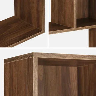 Bibliothèque design bois 5 niveaux 10 cases rangement Pieter noir