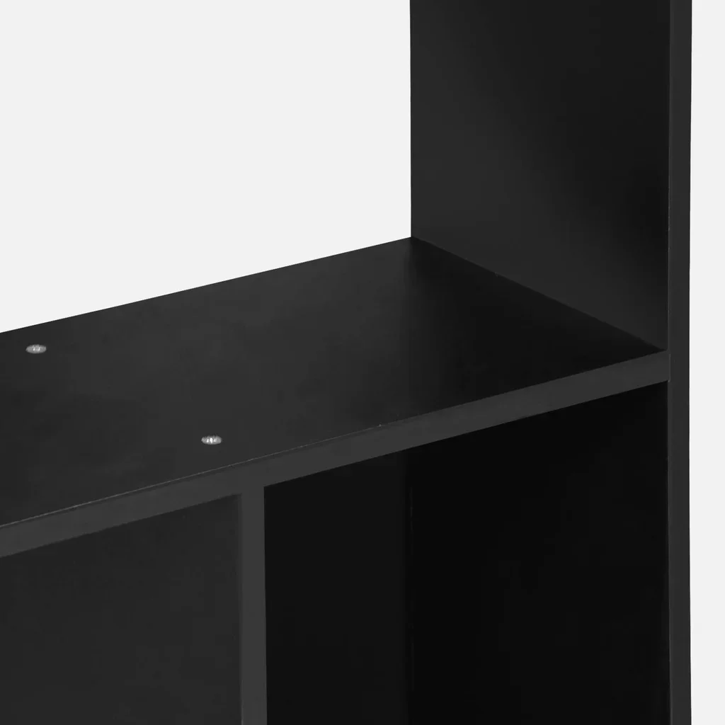 Bibliothèque design bois 5 niveaux 10 cases rangement noir Pieter