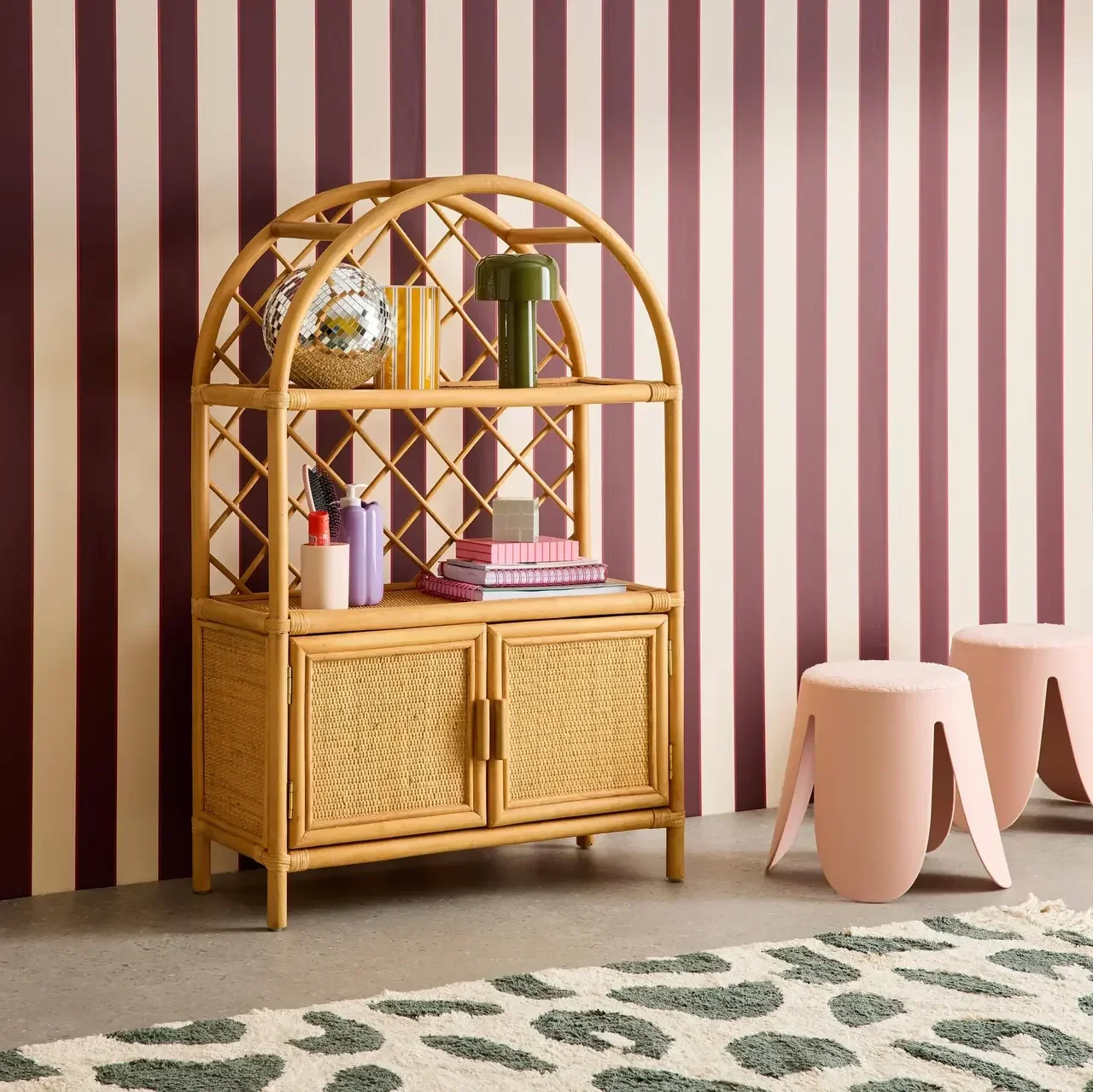 Bibliothèque enfant rotin naturel Arlo rangement livres chambre