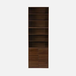 Estante modular de madeira 3 compartimentos com 2 portas e 5 prateleiras