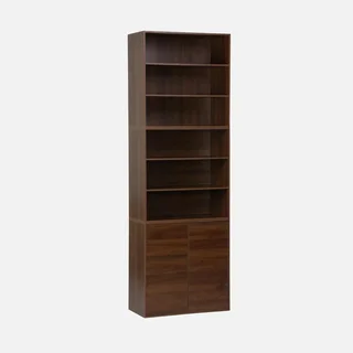Estante modular de madeira 3 compartimentos com 2 portas e 5 prateleiras
