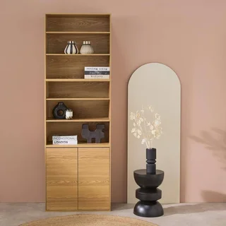 Estante modular madeira 3 compartimentos 2 portas 5 prateleiras arrumação Kompo
