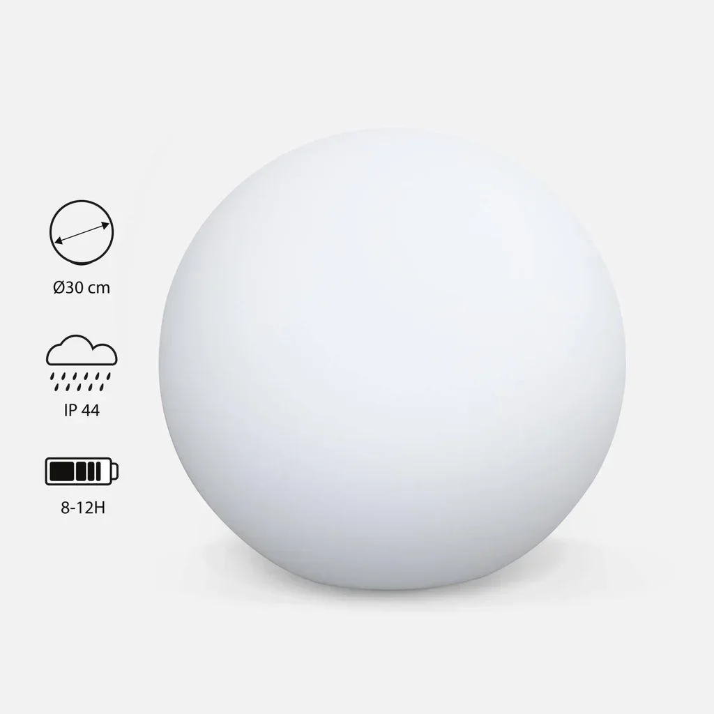 Boule lumineuse LED sans fil Ø30cm intérieur extérieur autonome télécommandée