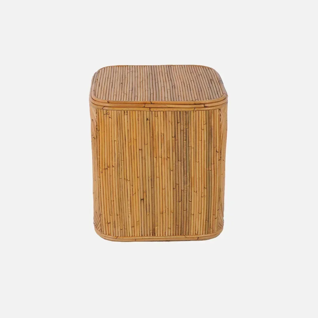 Table d'appoint rotin Baya avec niche rangement - bout de canapé naturel