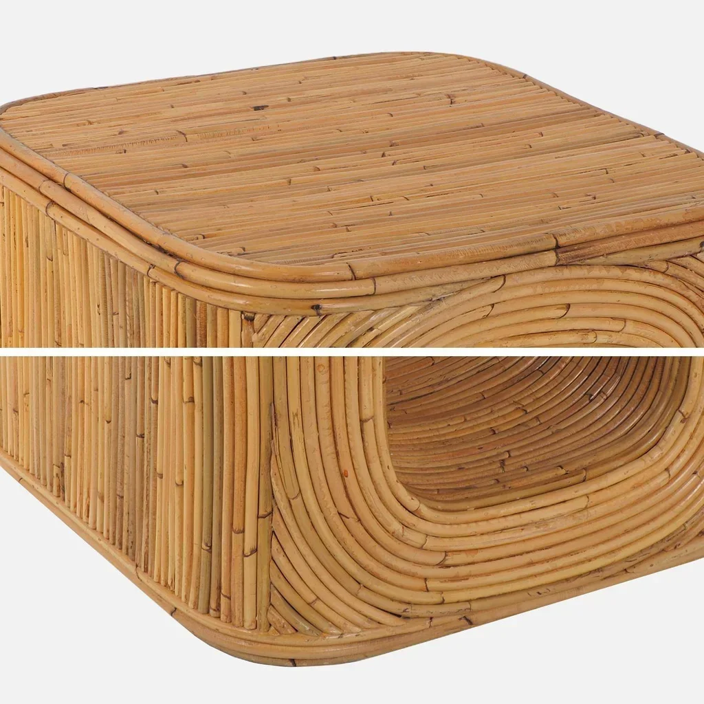 Table d'appoint rotin Baya avec niche rangement - bout de canapé naturel