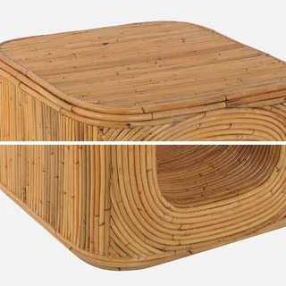 Table d'appoint rotin Baya avec niche rangement - bout de canapé naturel