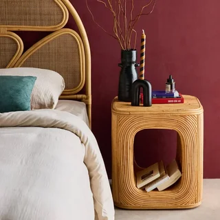 Table d'appoint rotin Baya avec niche rangement - bout de canapé naturel