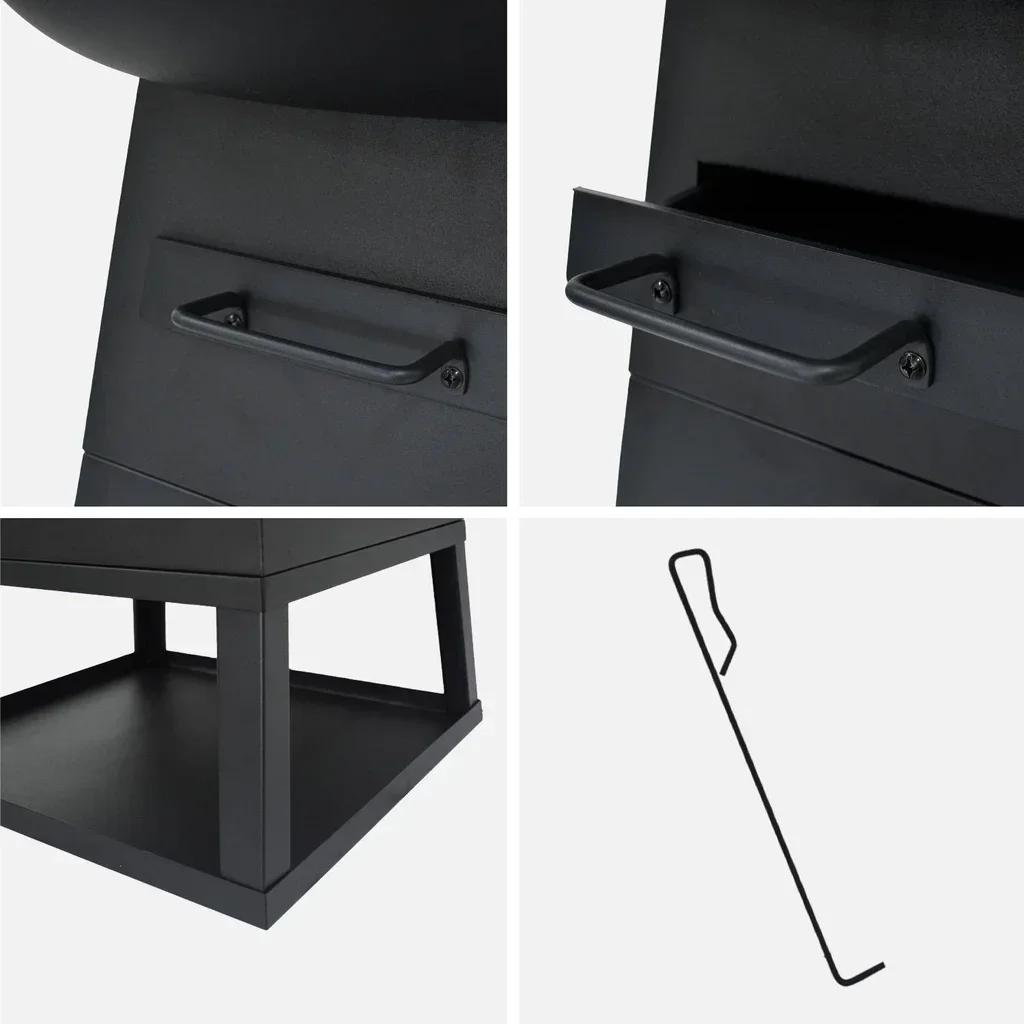 Brasero barbecue 60 cm Izalco avec rangement bûches intégré