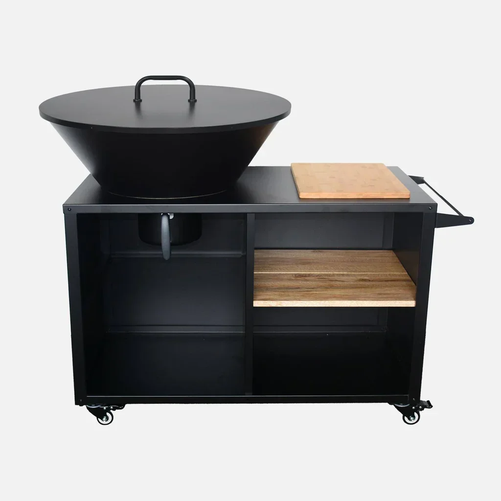 80 cm Feuerschale Grill mit Beistelltisch und Deckel für Garten