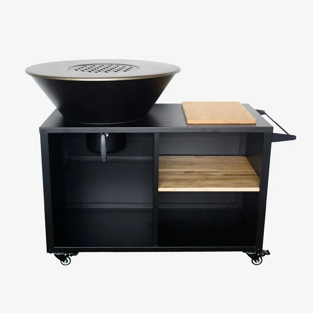 80 cm Feuerschale Grill mit Beistelltisch und Deckel für Garten