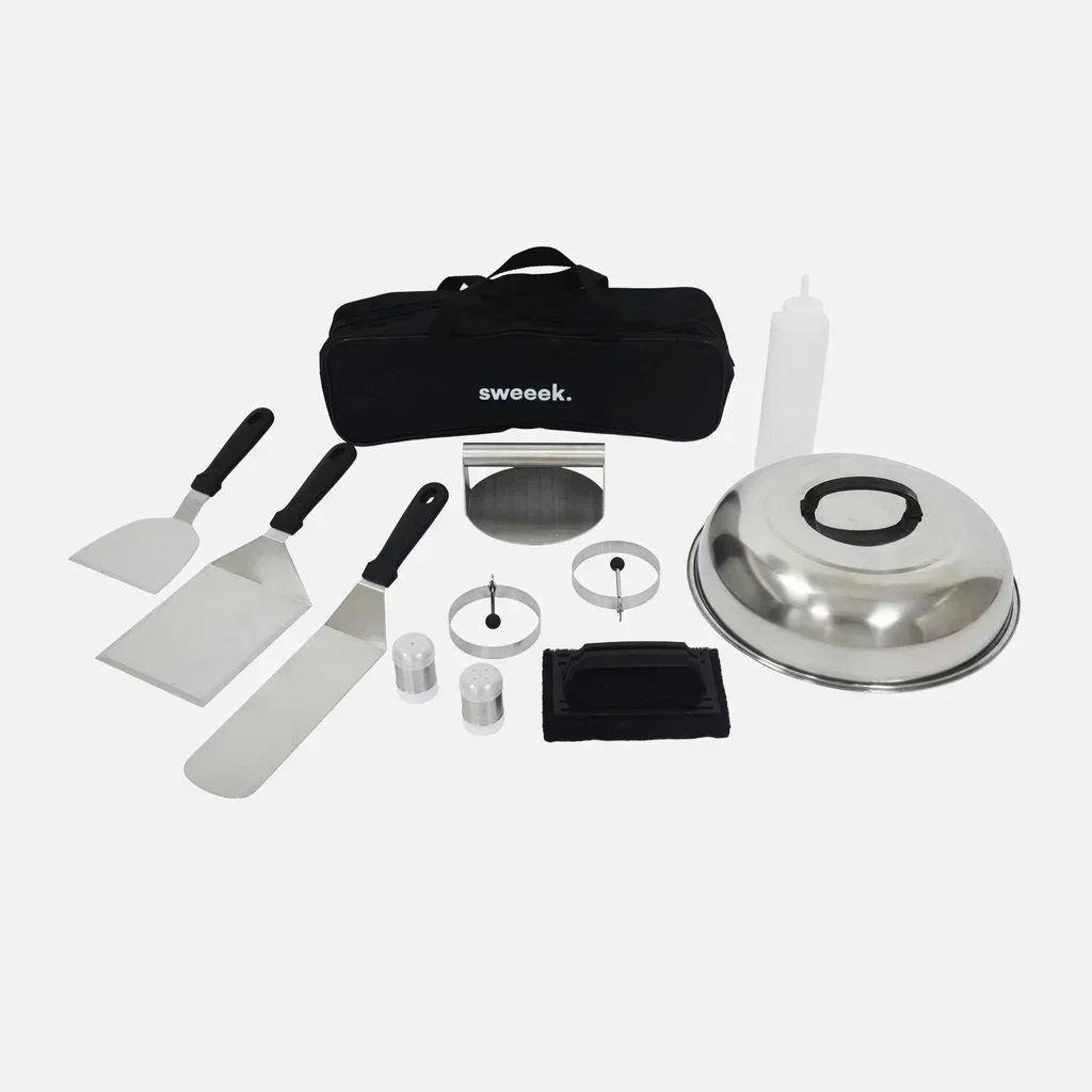 Brasero barbecue Ø81,5 cm avec grille plancha, couvercle et accessoires complets