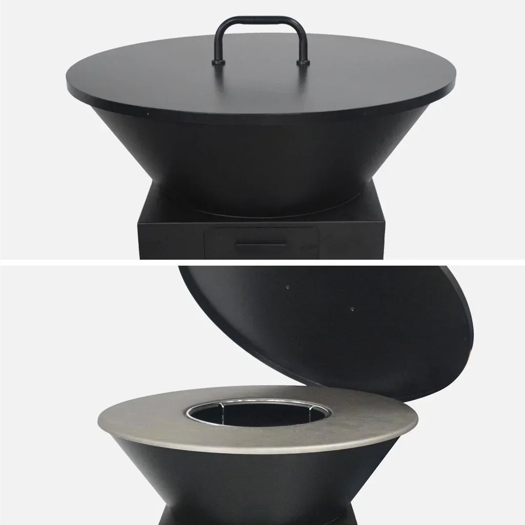 Brasero barbecue Ø81,5 cm avec grille plancha, couvercle et accessoires complets