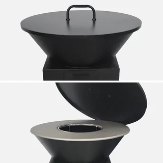 Brasero barbecue Ø81,5 cm avec grille plancha, couvercle et accessoires complets