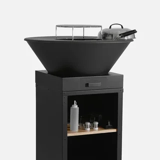 Brasero barbecue Ø81,5 cm avec grille plancha, couvercle et accessoires complets