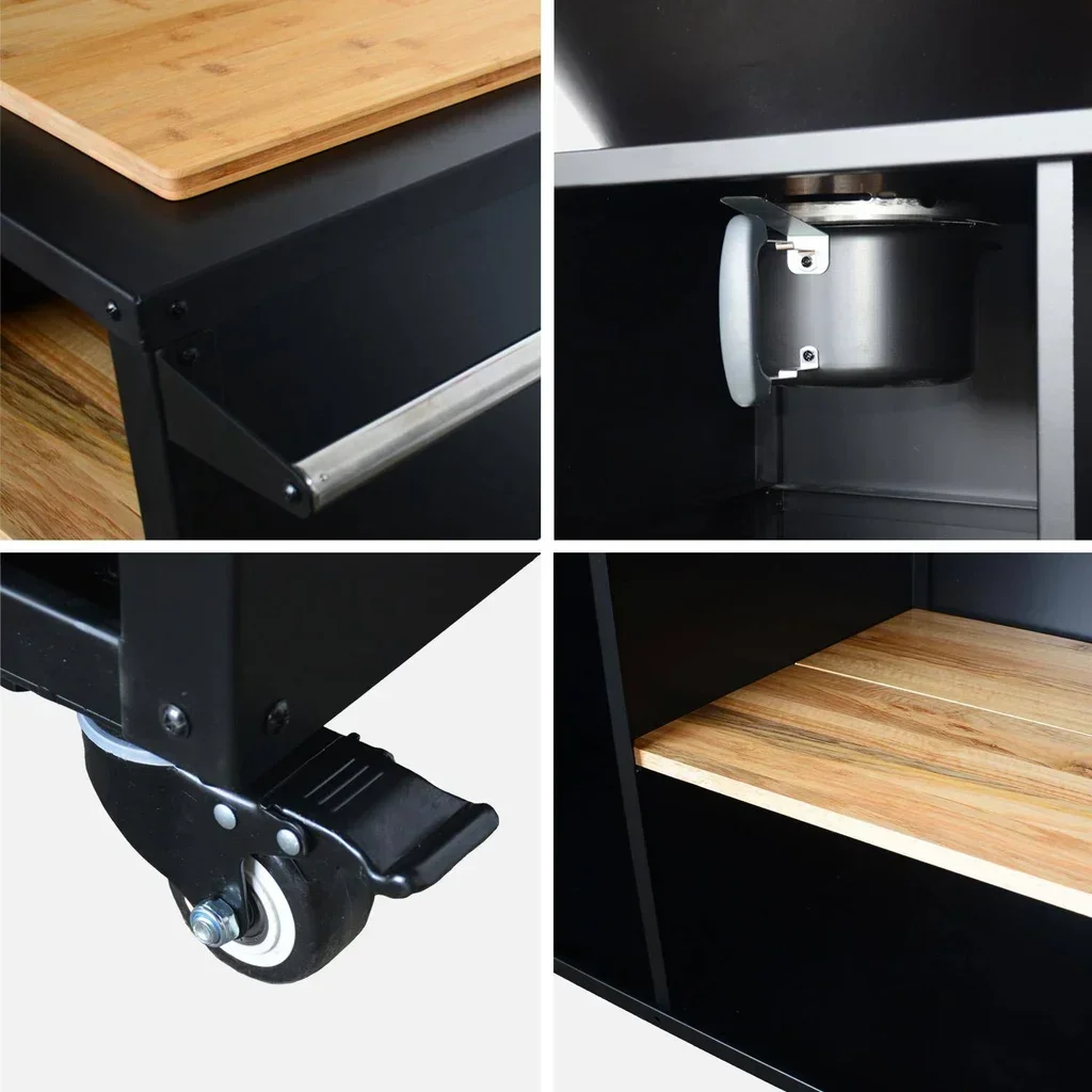 Brasero-barbecue de jardin Ø80 cm avec desserte, rangements, couvercle et ustensiles