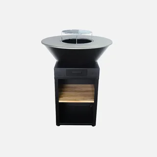 Brasero barbecue Ø81,5 cm acier avec grille plancha et rangement bois