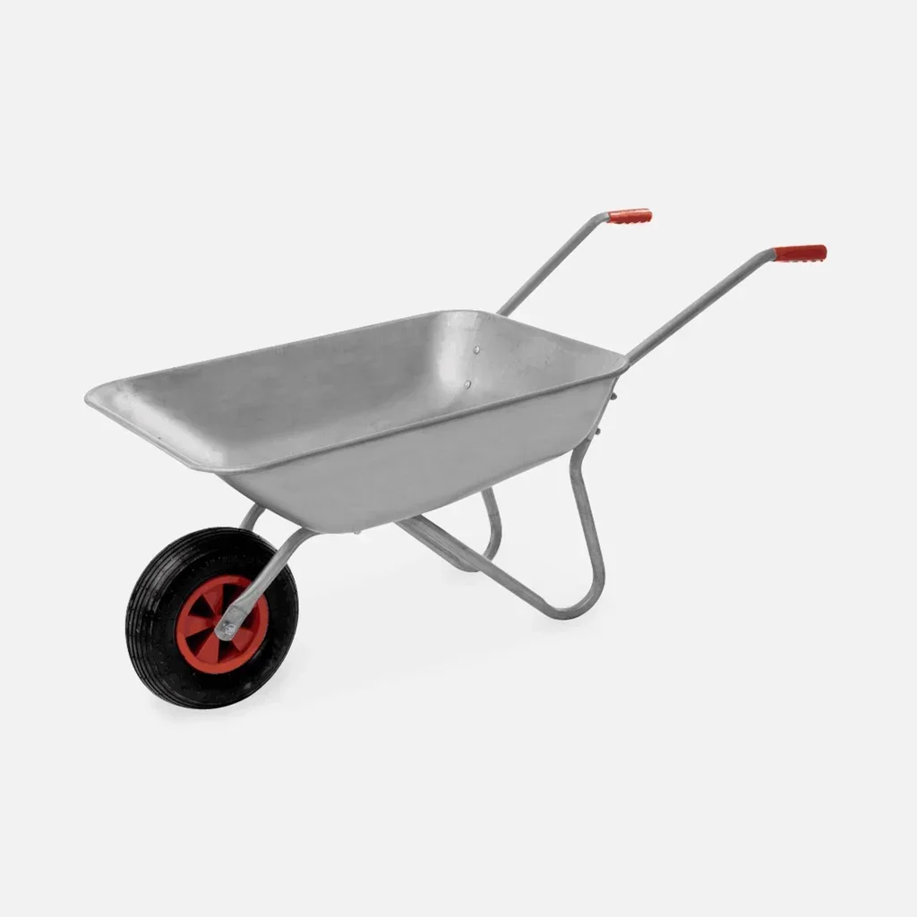 Brouette de jardin monoruote 80L acier galvanisé manuelle