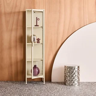 Aparador 1 porta aço e vidro temperado 160 cm Arkansas estilo industrial