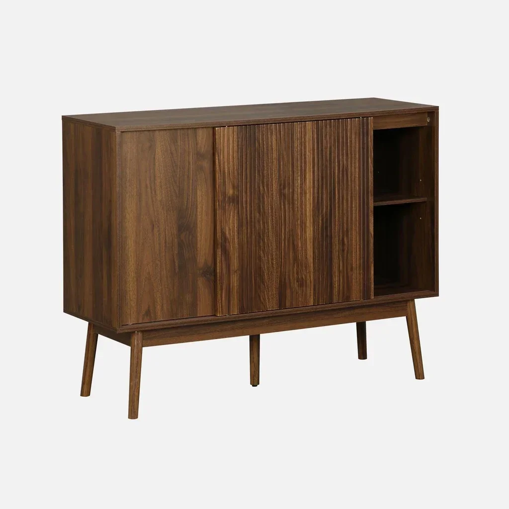 Buffet scandinave 1 porte coulissante bois strié 115 cm Linear