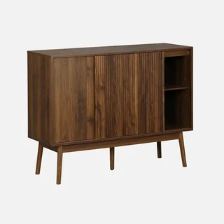 Buffet scandinave 1 porte coulissante bois strié 115 cm Linear