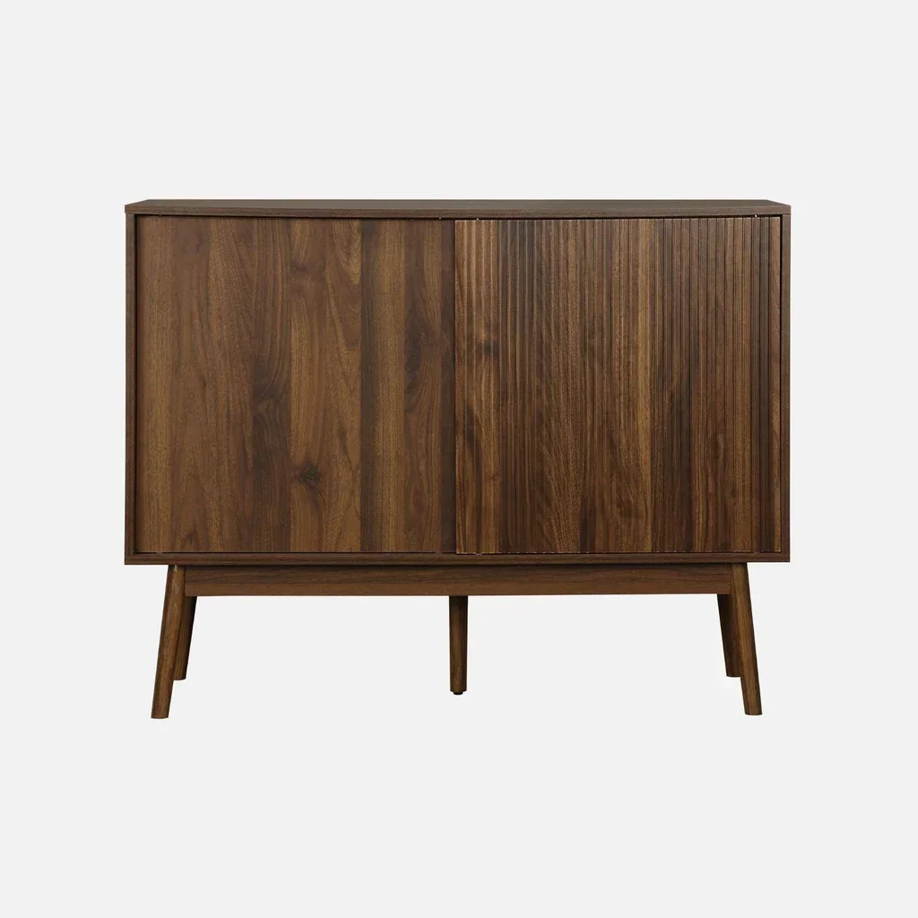 Buffet scandinave 1 porte coulissante bois strié 115 cm Linear