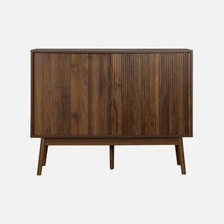 Buffet scandinave 1 porte coulissante bois strié 115 cm Linear