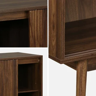 Buffet scandinave 1 porte coulissante bois strié 115 cm Linear