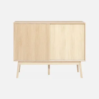 Buffet scandinave 1 porte coulissante bois strié 115 cm Linear