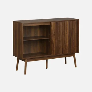 Buffet scandinave 1 porte coulissante bois strié 115 cm Linear