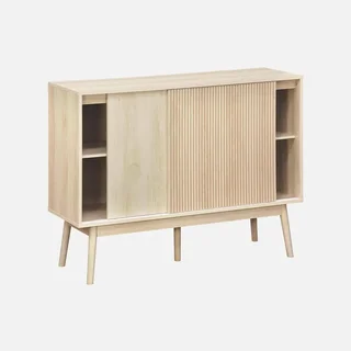 Buffet scandinave 1 porte coulissante bois strié 115 cm Linear