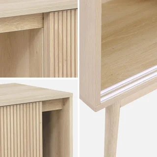Buffet scandinave 1 porte coulissante bois strié 115 cm Linear