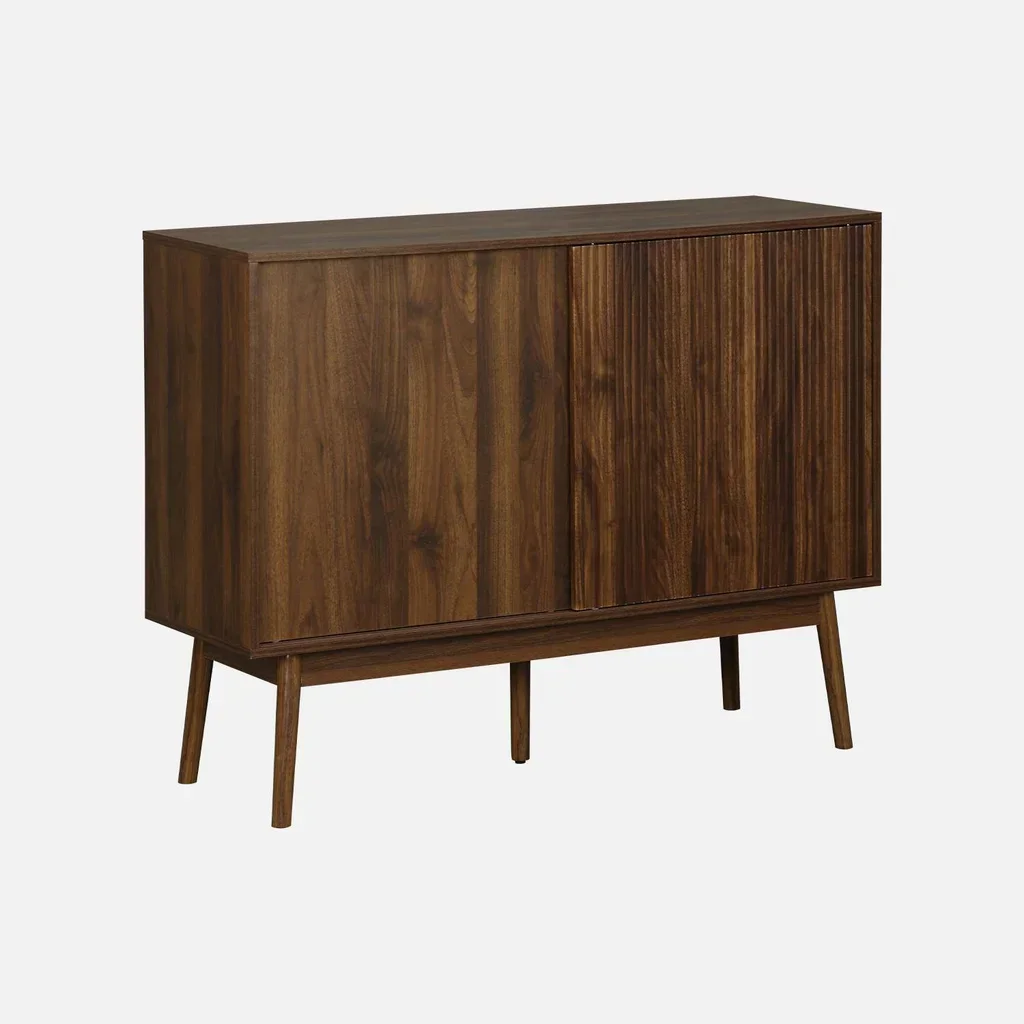 Buffet scandinave 1 porte coulissante bois strié 115 cm Linear