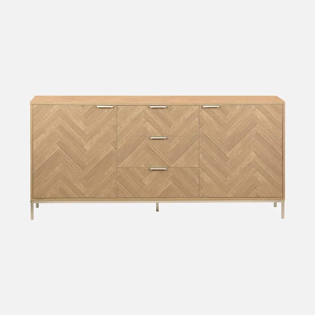 Aparador 160 cm 2 puertas madera patrón espiga Budapest champán