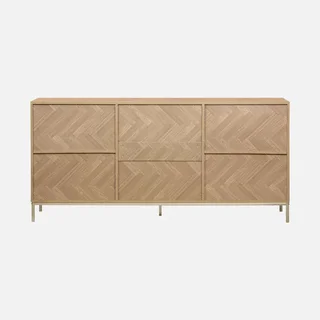 Aparador 160 cm 2 puertas madera patrón espiga Budapest champán
