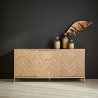 Aparador 160 cm 2 puertas madera patrón espiga Budapest champán